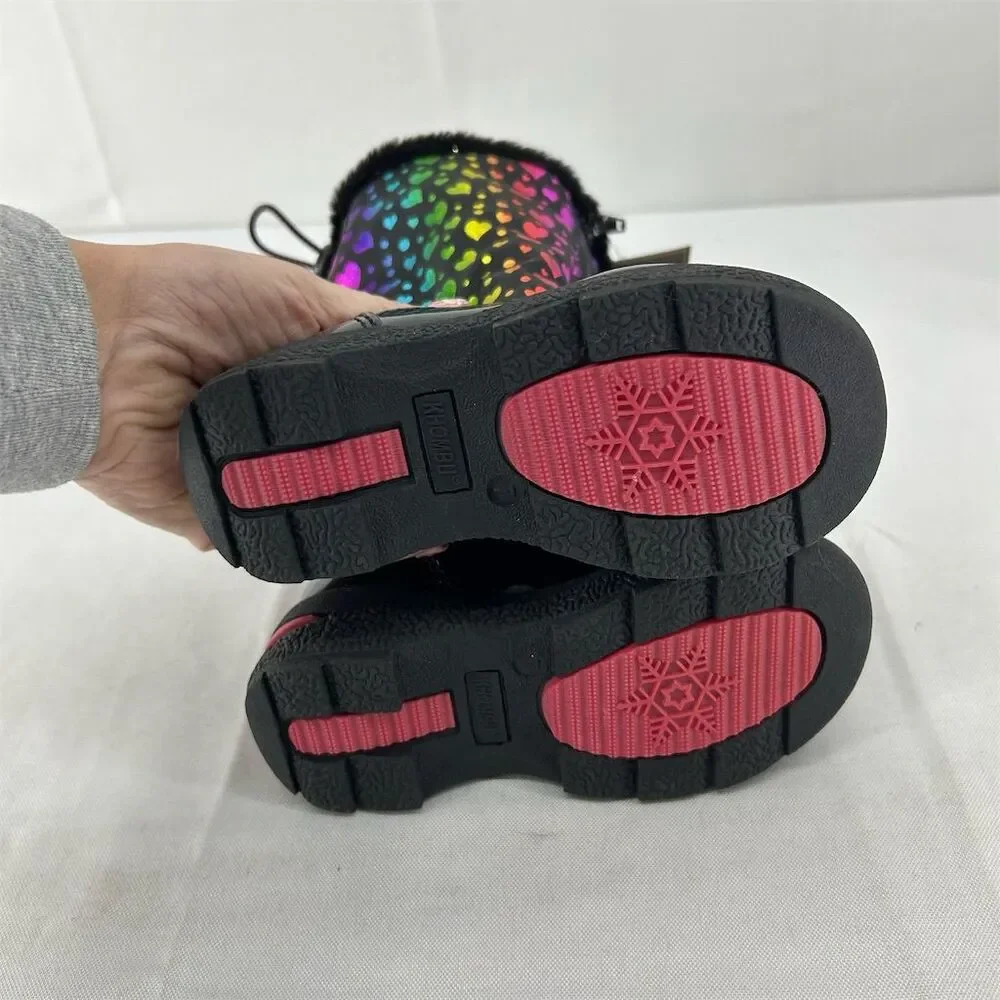 Khombu Kids Waterproof Winter Boots Heart Pattern Size 7, 7M Multicolor NWT